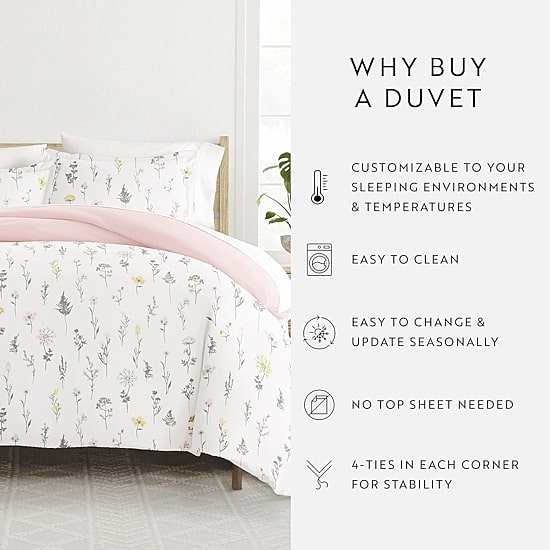Casual Comfort Wild Flower Pattern Oversized Reversible Duvet Cover Set
