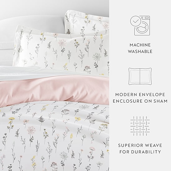 Casual Comfort Wild Flower Pattern Oversized Reversible Duvet Cover Set