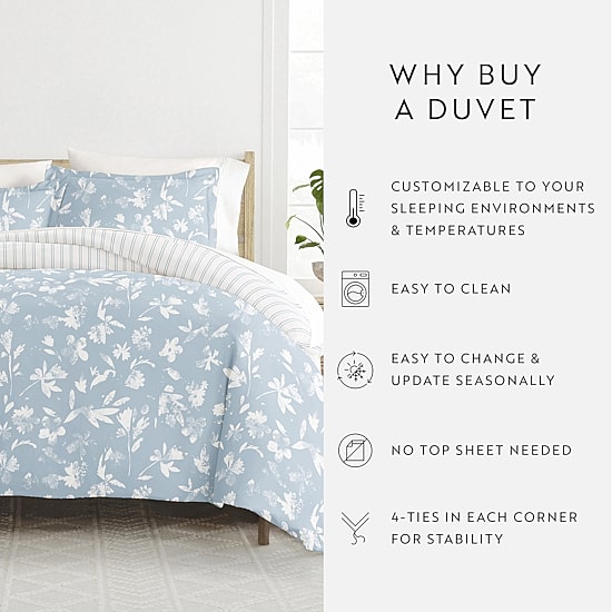 Casual Comfort Country Home Pattern Oversized Reversible Duvet Cover Set