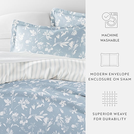 Casual Comfort Country Home Pattern Oversized Reversible Duvet Cover Set