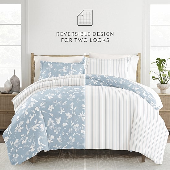 Casual Comfort Country Home Pattern Oversized Reversible Duvet Cover Set