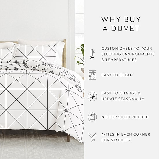 Casual Comfort Edgy Flowers Pattern Oversized Reversible Duvet Cover Set