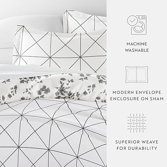 Casual Comfort Edgy Flowers Pattern Oversized Reversible Duvet Cover Set