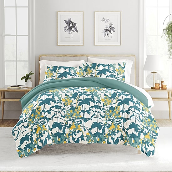Casual Comfort Boho Flower Patterned Reversible Duvet Cover Set
