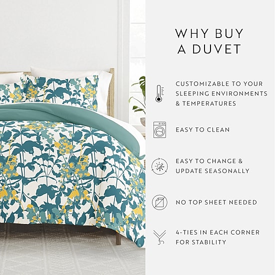 Casual Comfort Boho Flower Patterned Reversible Duvet Cover Set