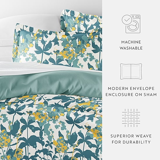 Casual Comfort Boho Flower Patterned Reversible Duvet Cover Set
