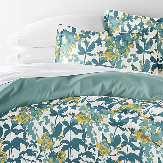 Casual Comfort Boho Flower Patterned Reversible Duvet Cover Set