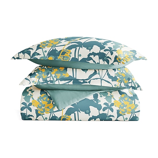 Casual Comfort Boho Flower Patterned Reversible Duvet Cover Set