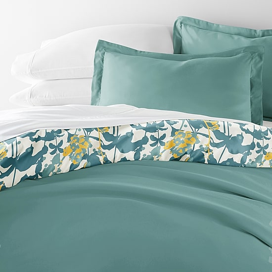 Casual Comfort Boho Flower Patterned Reversible Duvet Cover Set