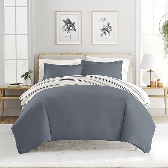 Casual Comfort Desert Stripe Patterned Reversible Duvet Cover Set