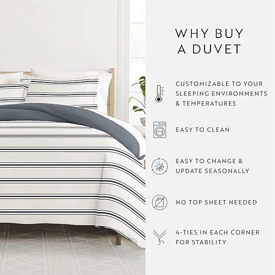 Casual Comfort Desert Stripe Patterned Reversible Duvet Cover Set