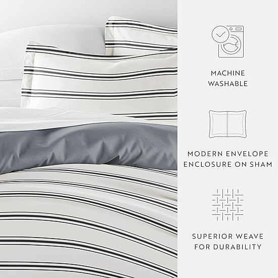 Casual Comfort Desert Stripe Patterned Reversible Duvet Cover Set