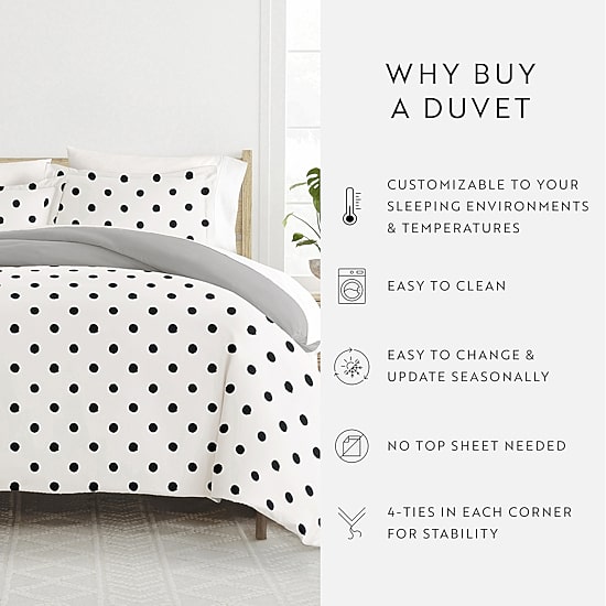 Casual Comfort Painted Polkadot Patterned Reversible Duvet Cover Set