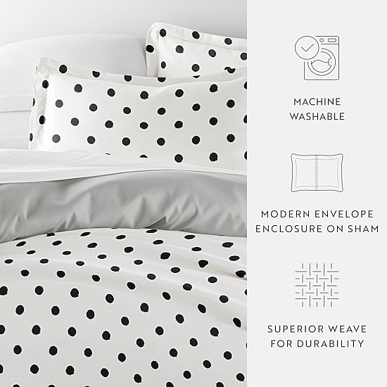 Casual Comfort Painted Polkadot Patterned Reversible Duvet Cover Set