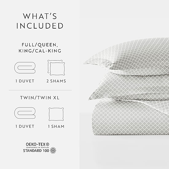Casual Comfort Premium Ultra Soft Quatrefoil Pattern Duvet Cover Set