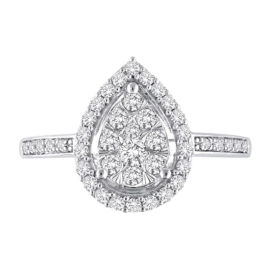 Womens 1/2 CT. T.W. Natural White Diamond 14K Two Tone Gold Cocktail Ring