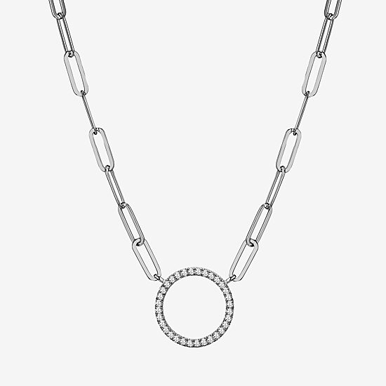 Paris 1901 By Charles Garnier Womens White Cubic Zirconia Sterling Silver Circle 18 Inch Pendant Necklace