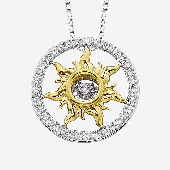 Enchanted Disney Fine Jewelry 1/10 CT.T.W. Natural Diamond 14K Gold & Sterling SIlver Pendant Necklace