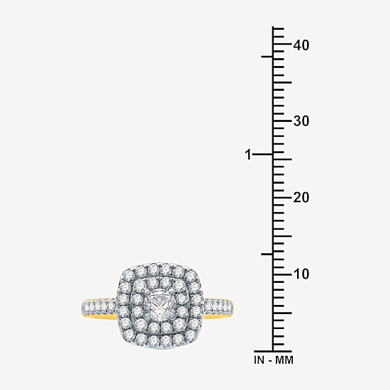 I Said Yes (H-I / I1) Womens 1 CT. T.W. Lab Grown White Diamond Sterling Silver or 14K Gold Over Silver Cushion Side Stone Halo Bridal Set