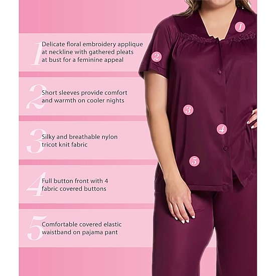 Exquisite Form Womens V-Neck Short Sleeve 2-pc. Plus Pajama Set