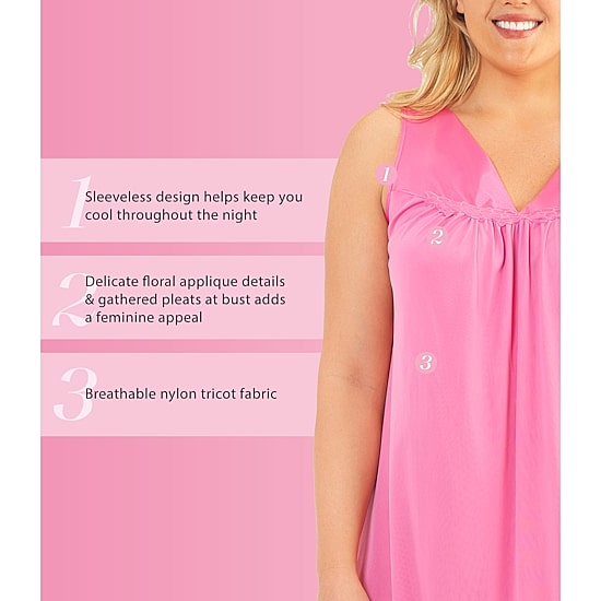 Exquisite Form Womens Sleeveless V Neck Nightgown