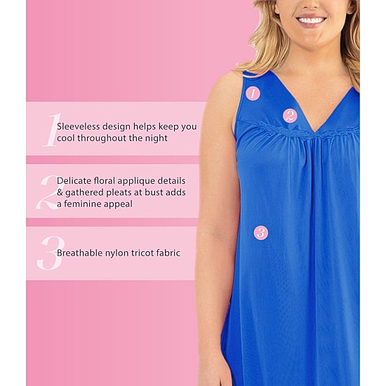 Exquisite Form Womens Plus Sleeveless V Neck Nightgown