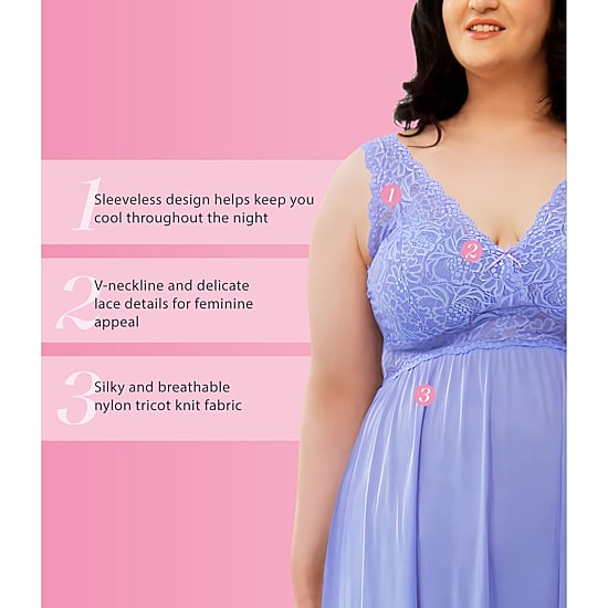 Exquisite Form Womens Plus Sleeveless V Neck Nightgown