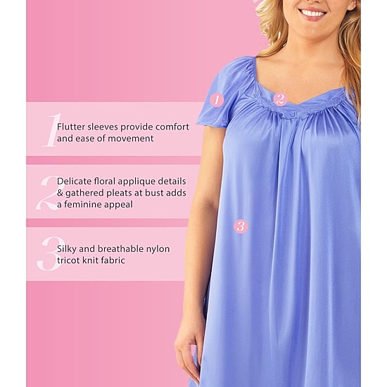 Exquisite Form Womens Short Sleeve V Neck Nightgown