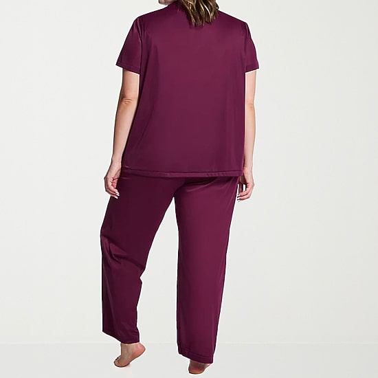 Exquisite Form Womens V-Neck Short Sleeve 2-pc. Plus Pajama Set