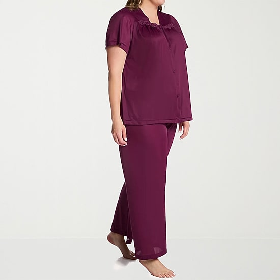 Exquisite Form Womens V-Neck Short Sleeve 2-pc. Plus Pajama Set