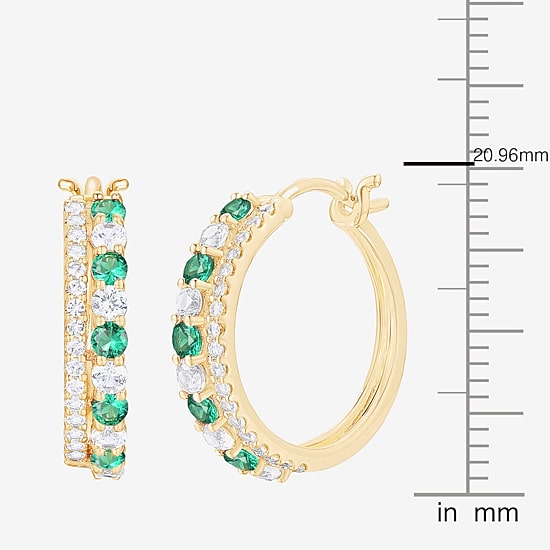 Womens Gemstone 14K Gold Over Silver 20mm Hoop Earrings