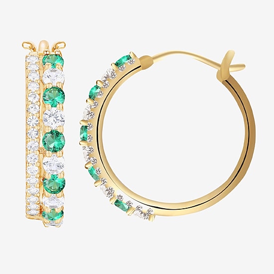 Womens Gemstone 14K Gold Over Silver 20mm Hoop Earrings