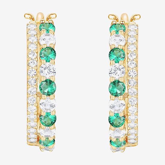 Womens Gemstone 14K Gold Over Silver 20mm Hoop Earrings