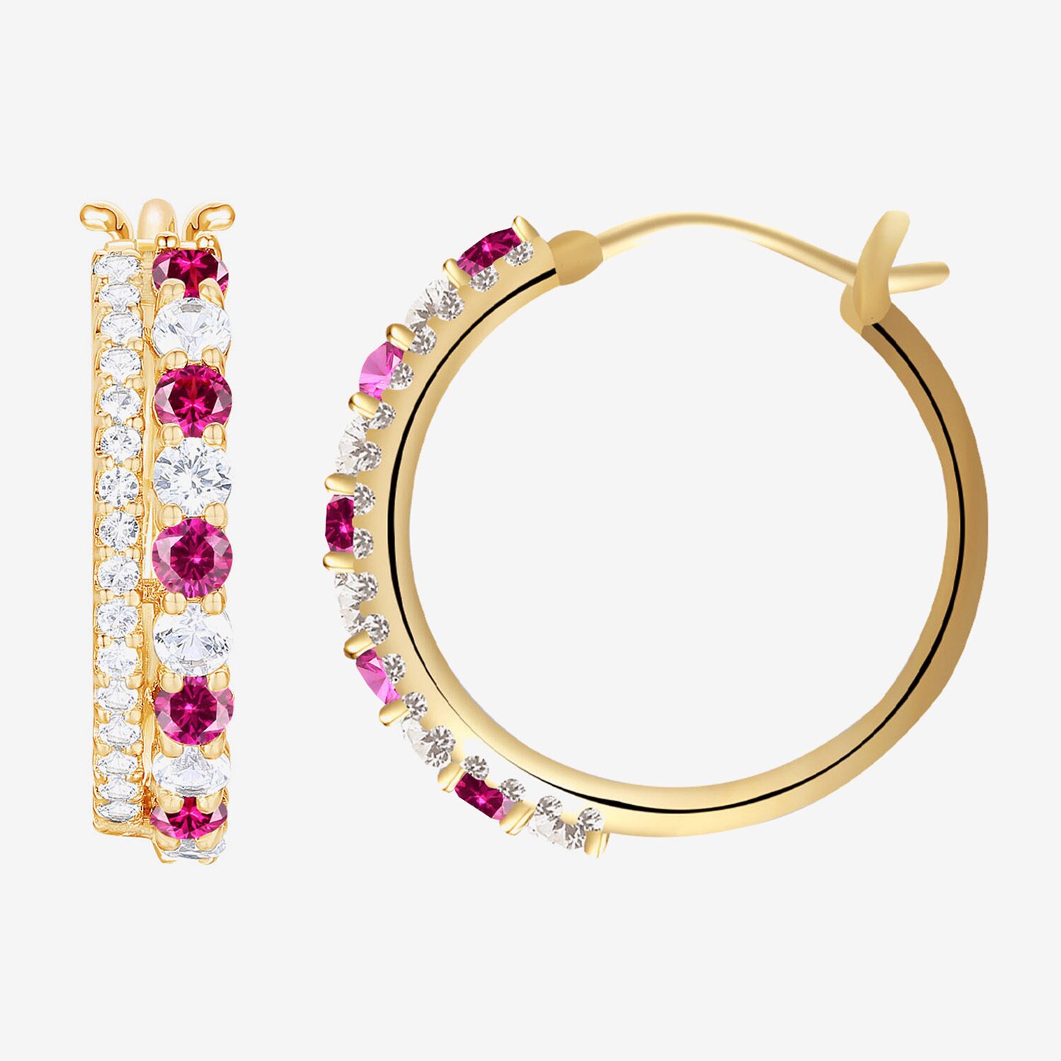 Womens Gemstone 14K Gold Over Silver 20mm Hoop Earrings