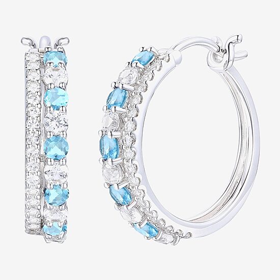 Womens Gemstone 14K Gold Over Silver 20mm Hoop Earrings