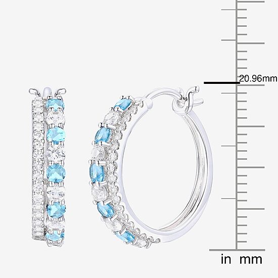 Womens Gemstone 14K Gold Over Silver 20mm Hoop Earrings