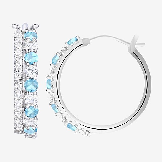 Womens Gemstone 14K Gold Over Silver 20mm Hoop Earrings