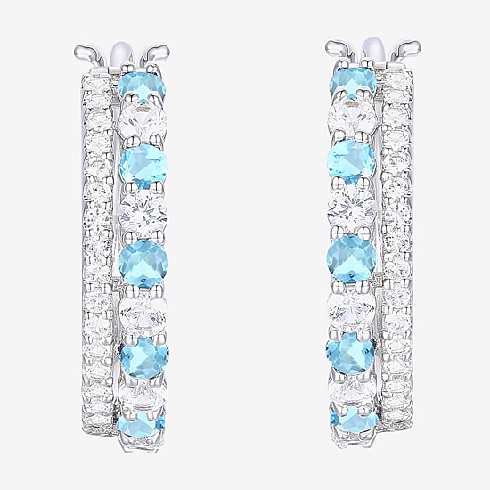Womens Gemstone 14K Gold Over Silver 20mm Hoop Earrings