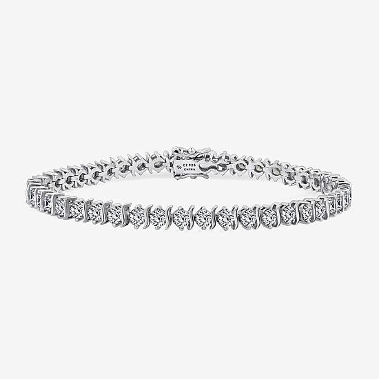 Diamonart Womens Cubic Zirconia Sterling Silver 7.25 Inch Tennis Bracelet