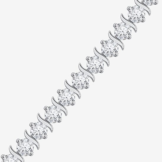 Diamonart Womens Cubic Zirconia Sterling Silver 7.25 Inch Tennis Bracelet