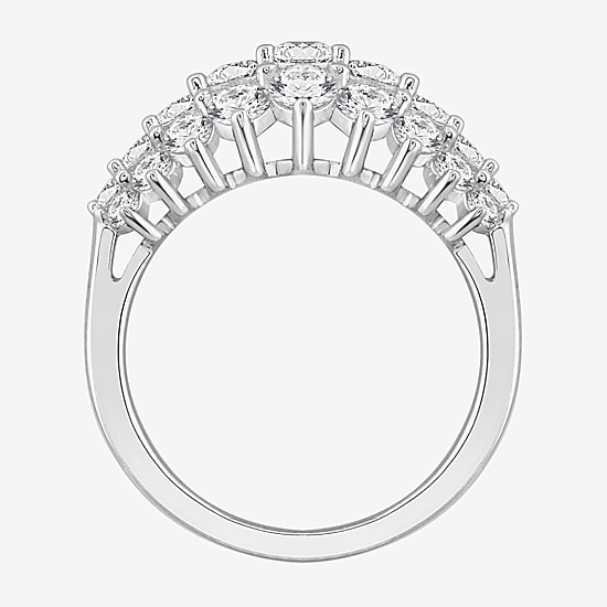 Diamonart Womens Cubic Zirconia Sterling Silver Cluster Cocktail Ring
