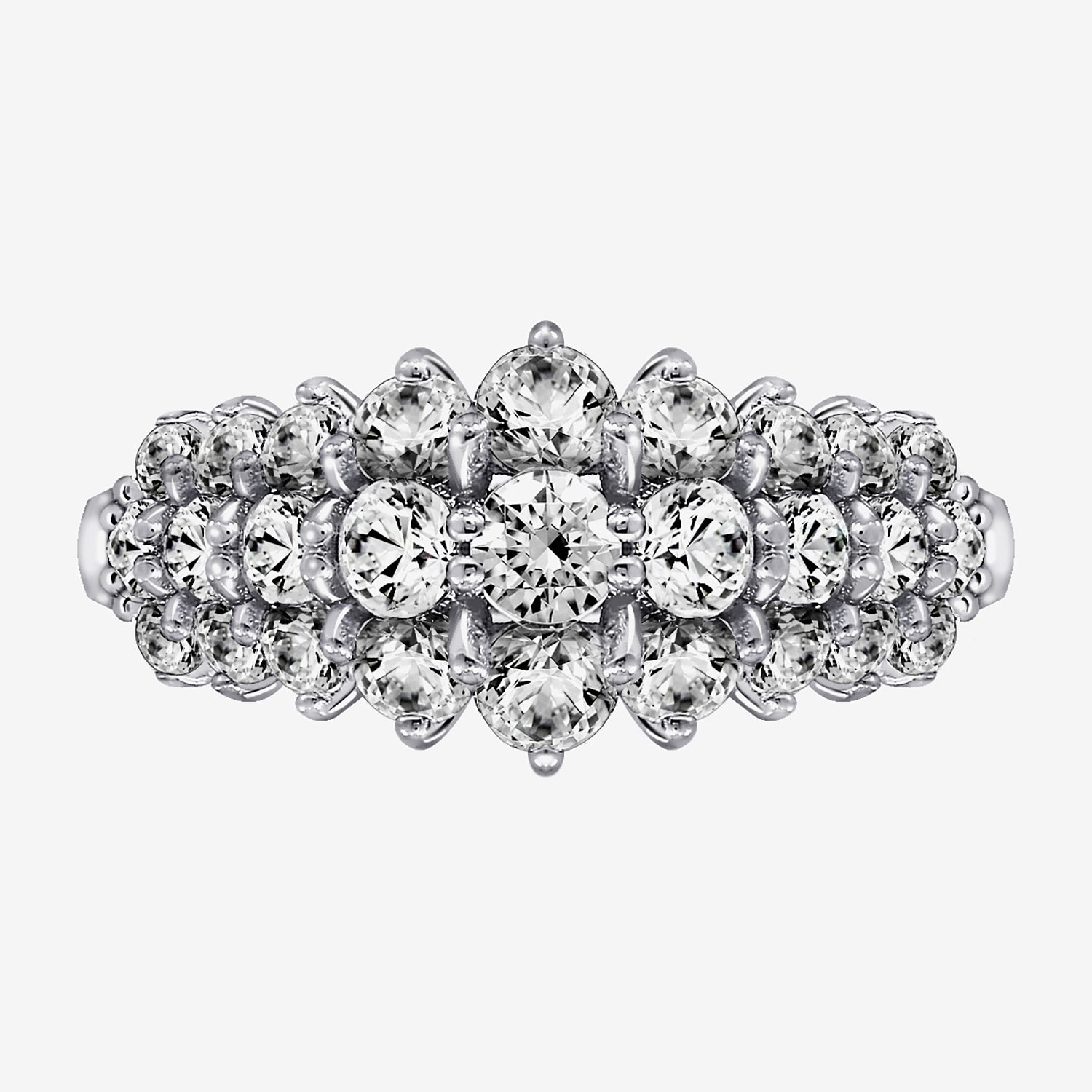 Diamonart Womens Cubic Zirconia Sterling Silver Cluster Cocktail Ring