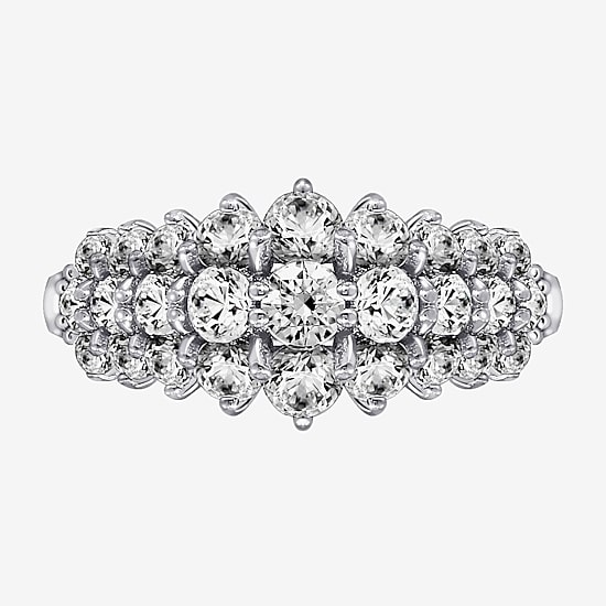 Diamonart Womens Cubic Zirconia Sterling Silver Cluster Cocktail Ring