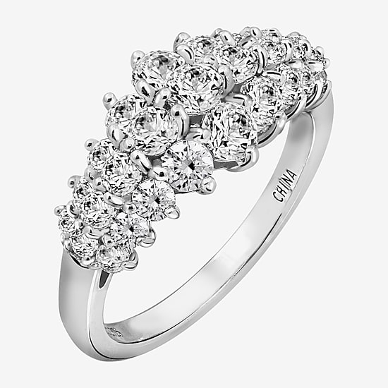 Diamonart Womens Cubic Zirconia Sterling Silver Cluster Cocktail Ring