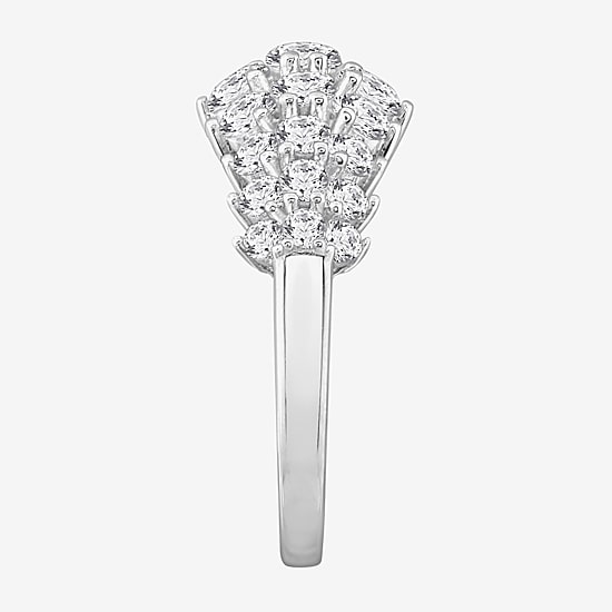 Diamonart Womens Cubic Zirconia Sterling Silver Cluster Cocktail Ring