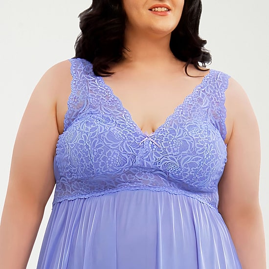 Exquisite Form Womens Plus Sleeveless V Neck Nightgown
