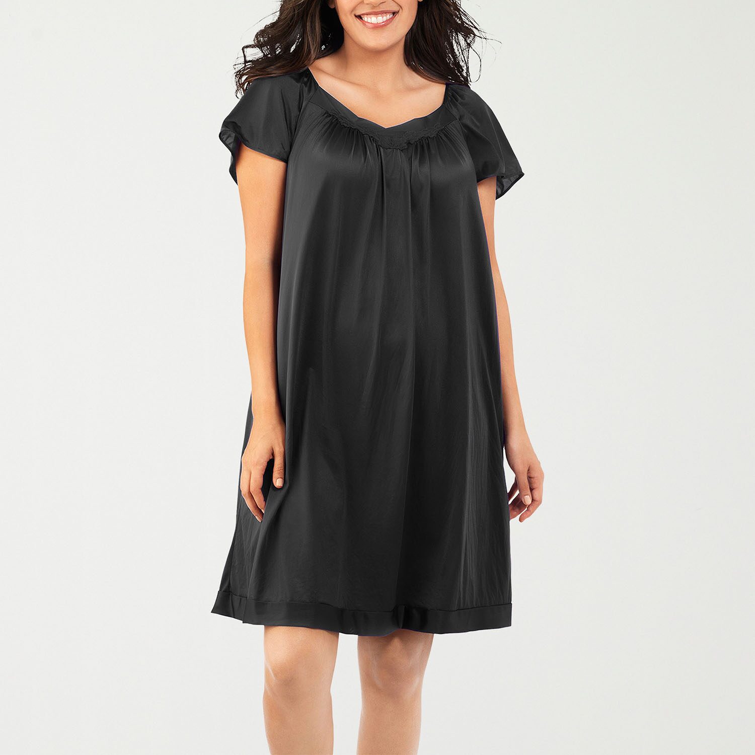 Exquisite Form Womens Short Sleeve V Neck Nightgown