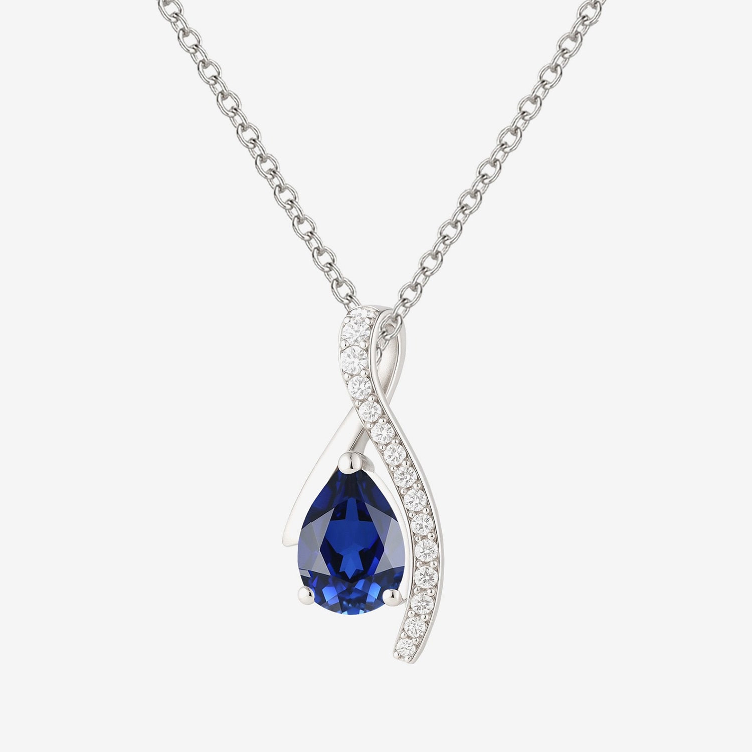 Womens Lab Created Gemstone Sterling Silver Pear 18 Inch Pendant Necklace