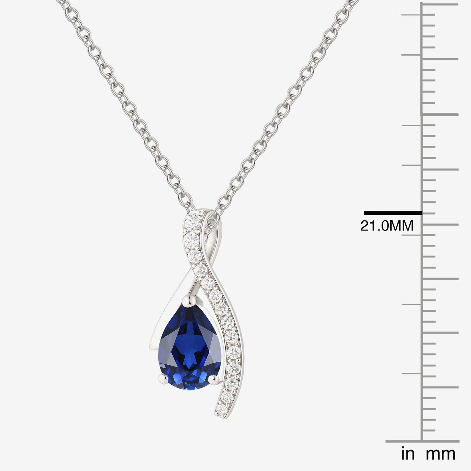 Womens Lab Created Gemstone Sterling Silver Pear 18 Inch Pendant Necklace