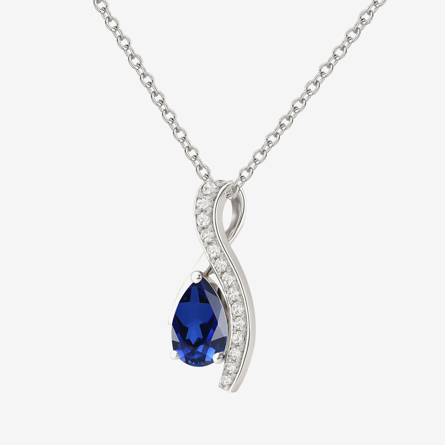 Womens Lab Created Gemstone Sterling Silver Pear 18 Inch Pendant Necklace